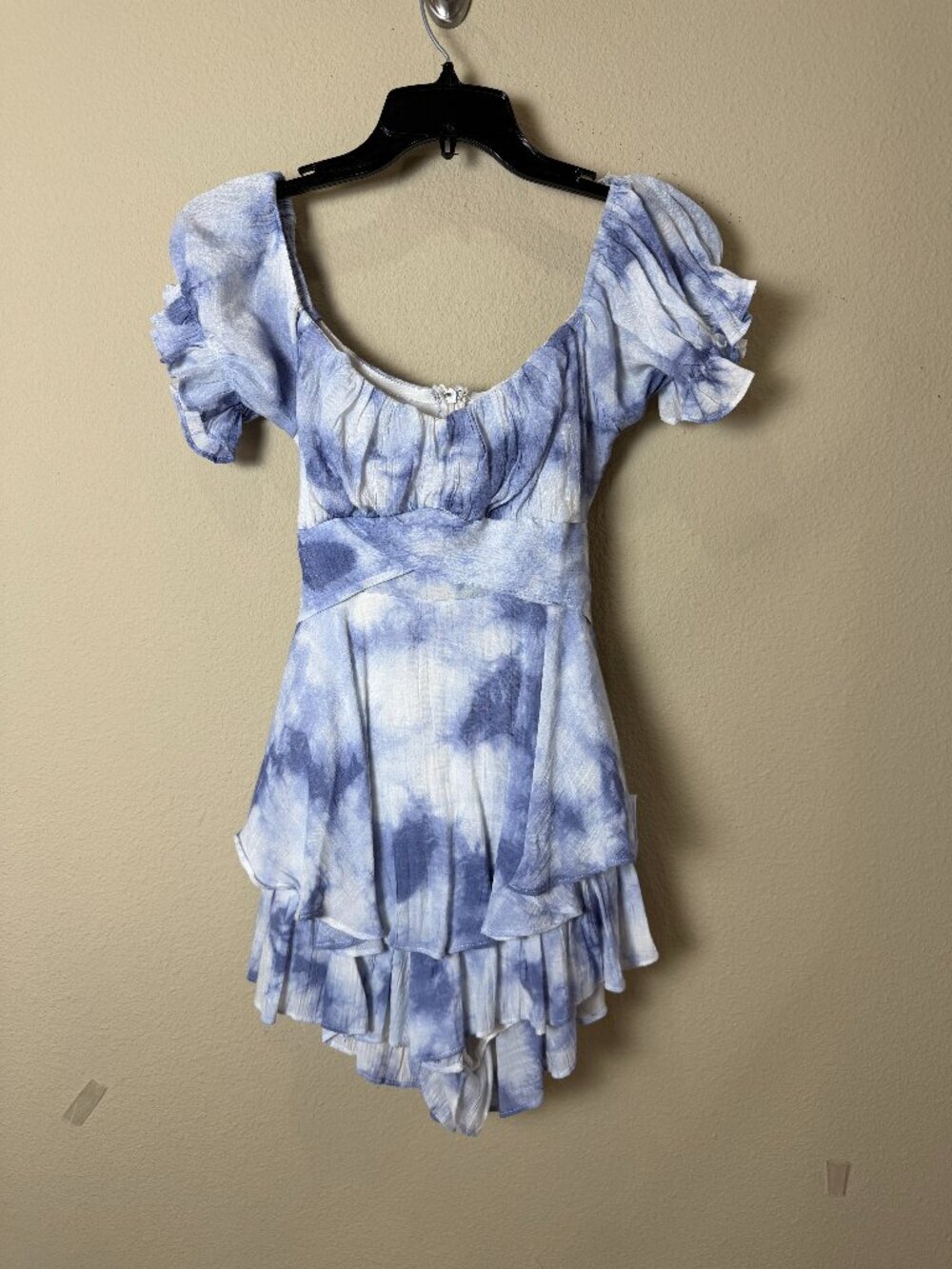 Selfie Leslie Angel Biba Boutique Ruffle Romper Blue & White Size XS